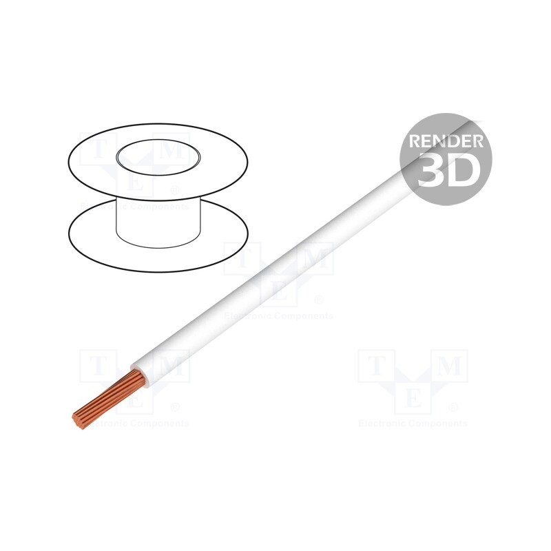 20 m : 64080 - Wire, H05V2-K, stranded, Cu, 0.5mm2, 22AWG, PVC, white, 300V,500V
