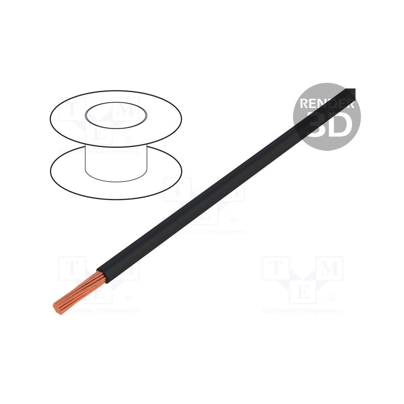 20 m : H05V2-K-0.75-BK - Wire, H05V2-K,LgYc, stranded, Cu, 0.75mm2, PVC, black, 300V,500V