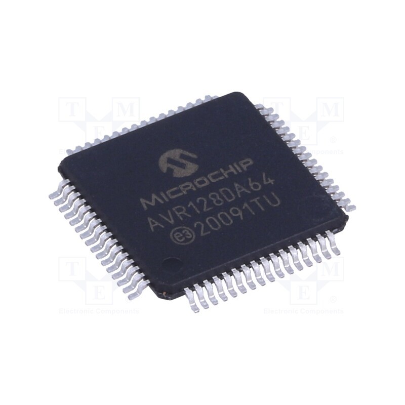 10 pcs : AVR128DA64-I/PT - IC: AVR microcontroller, TQFP64, 1.8÷5.5VDC, Cmp: 3, AVR128, AVR-DA