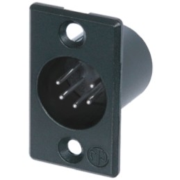 1 pcs - Neutrik Panel Mount XLR Connector, Male, 50 V, 5 Way, Silver over Nickel Plating