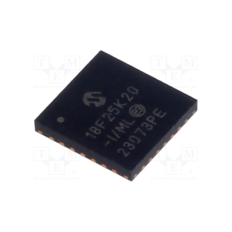 10 pcs : PIC18F25K20-I/ML - IC: PIC microcontroller, 64MHz, 1.8÷3.6VDC, SMD, QFN28, PIC18,