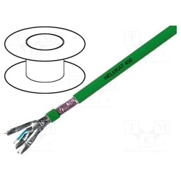 20 m : 82501 - Wire, HELUKAT® 450,S/FTP, 4x2x24AWG, 6, solid, Cu, FRNC, green