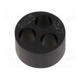 10 pcs : HELUTOP HT-MFDE M25 3X7 - Insert for gland, 7mm, M25, IP68, NBR rubber, Holes no: 3, HT-MFDE