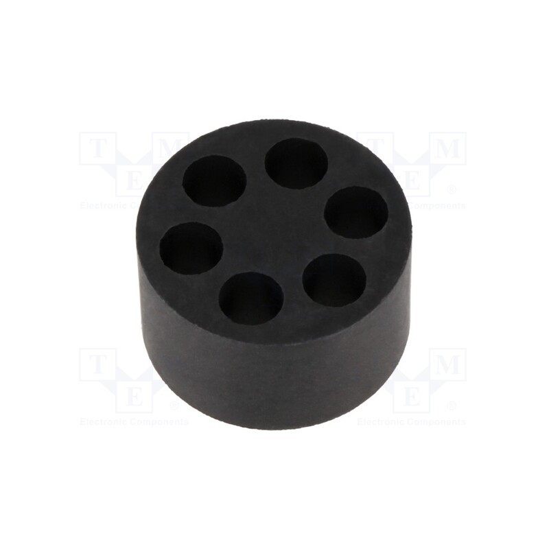 10 pcs : HELUTOP HT-MFDE M32 6X6 - Insert for gland, 6mm, M32, IP68, NBR rubber, Holes no: 6, HT-MFDE