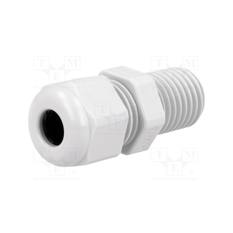10 pcs : HSK-L M12 RAL7035 - Cable gland, with long thread, M12, 1.5, IP68, polyamide, HSK-L