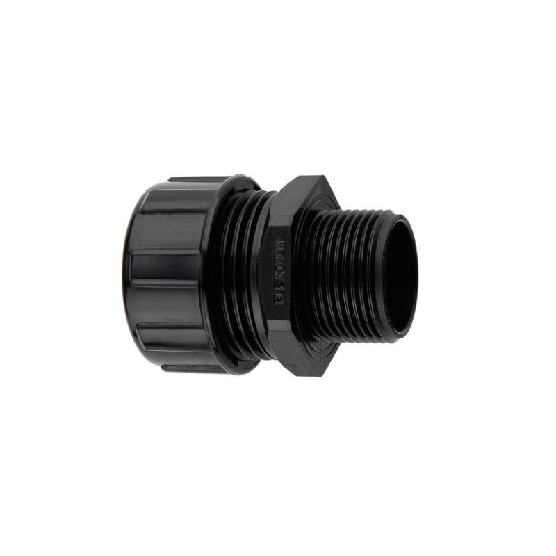1 pcs - Flexicon Fixed Straight, Conduit Fitting, 40mm Nominal Size, M40mm, Nylon, Black