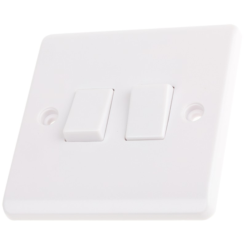 1 pcs - RS PRO White Rocker Light Switch, 2 Way, 2 Gang