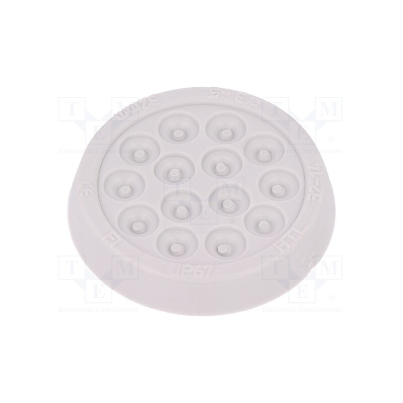 10 pcs : HTL-32-14-TPE - Multigate grommet, Ømount.hole: 32mm, light grey, Holes no: 14