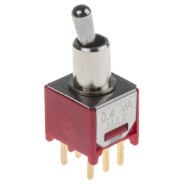 1 pcs - RS PRO Toggle Switch, PCB Mount, On-(On), DPDT, Through Hole Terminal