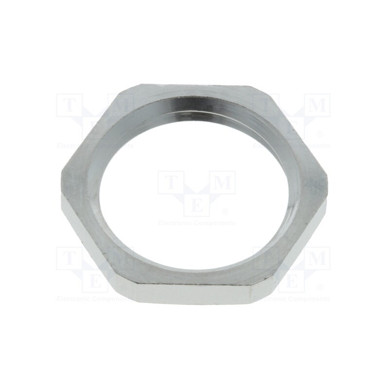 50 pcs : 1.161.0900.01 - Nut, PG9, brass, nickel, Thk: 2.8mm, Spanner: 18mm, Thread: PG, GM-MS