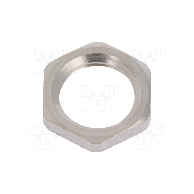 50 pcs : 1.161.1200.50 - Nut, M12, brass, nickel, Thk: 2.8mm, Spanner: 15mm, Thread: metric