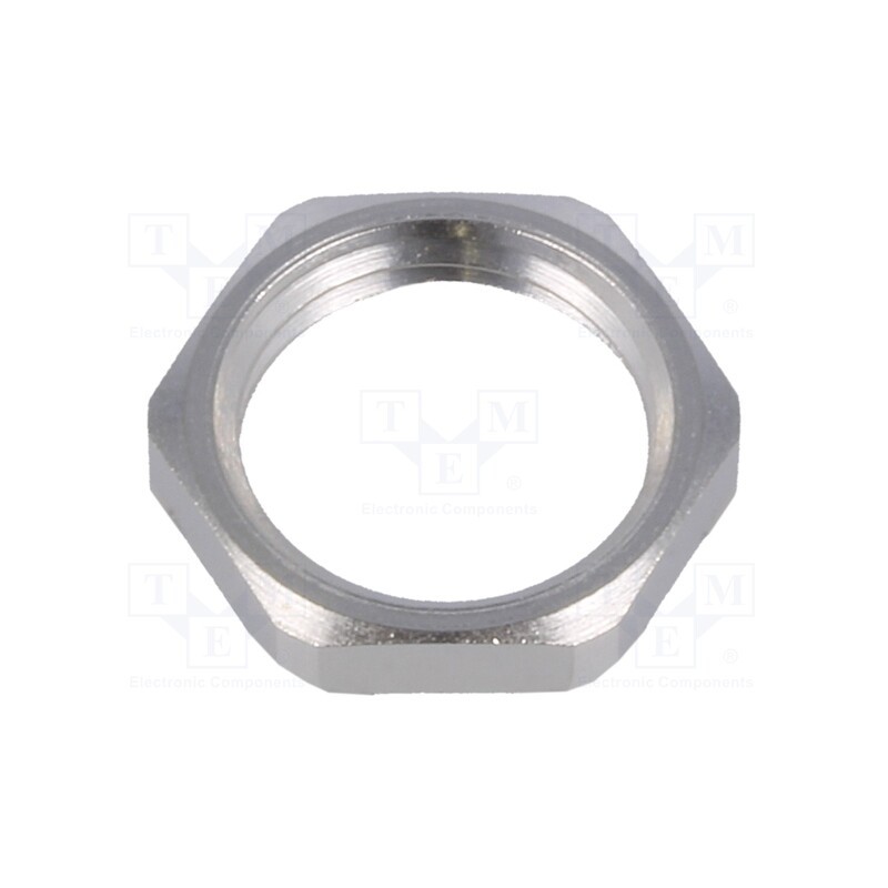 10 pcs : 1.167.0700.01 - Nut, with earthing, PG7, brass, nickel, Thk: 2.8mm, Spanner: 15mm
