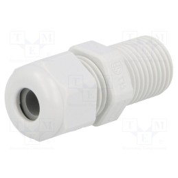20 pcs : 1.209.0700.61 - Cable gland, with long thread, PG7, IP68, polyamide, light grey