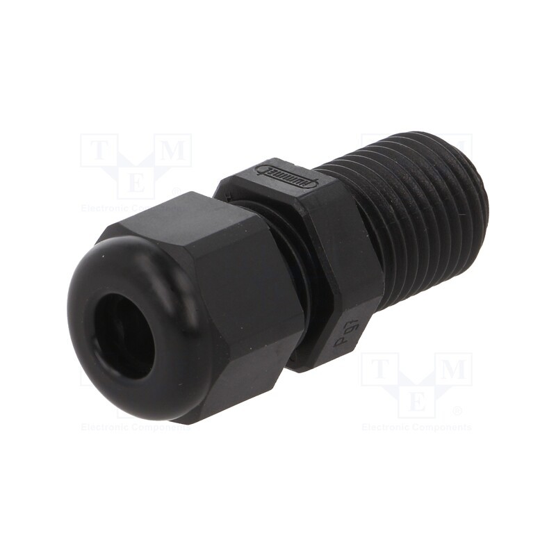 20 pcs : 1.209.0701.60 - Cable gland, with long thread, PG7, IP68, polyamide, black, HSK-K