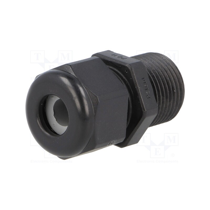 20 pcs : 1.209.1101.61 - Cable gland, with long thread, PG11, IP68, polyamide, black, HSK-K