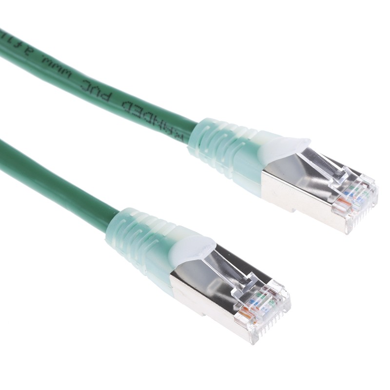 1 pcs - RS PRO Cat5e Male RJ45 to Male RJ45 Ethernet Cable, F/UTP, Green PVC Sheath, 5m