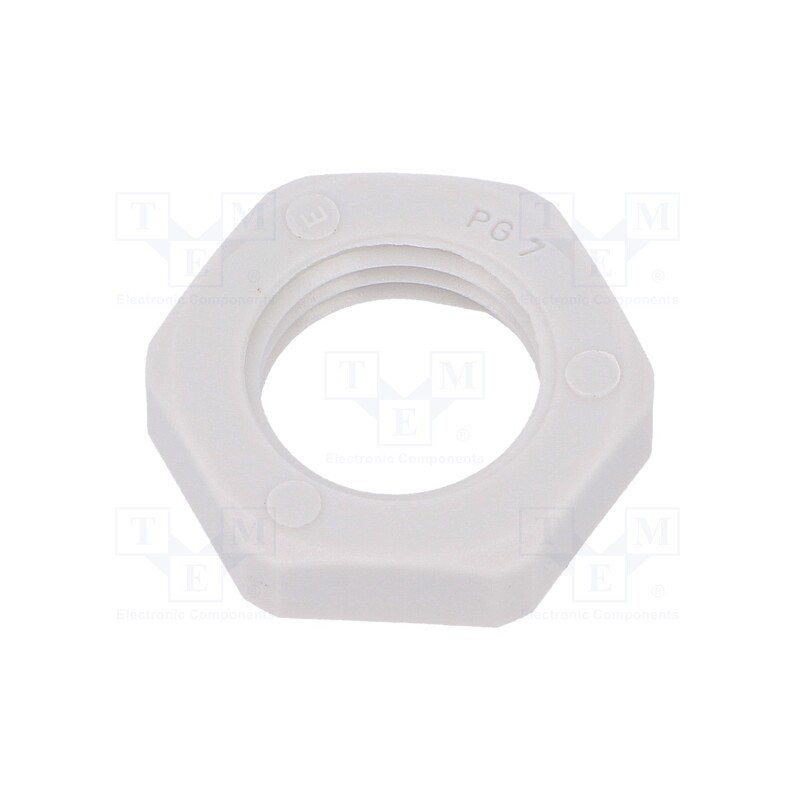 50 pcs : 1.262.0700.11 - Nut, PG7, polyamide, Thk: 5mm, Spanner: 19mm, grey, -40÷100°C