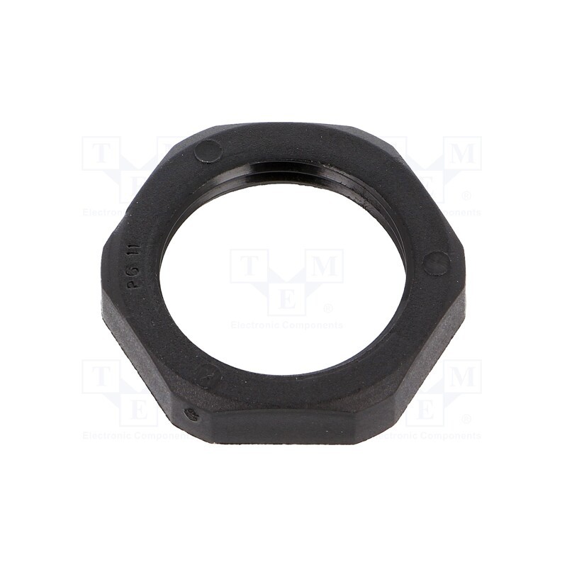 50 pcs : 1.262.1101.11 - Nut, PG11, polyamide, Thk: 5mm, Spanner: 24mm, black, -40÷100°C