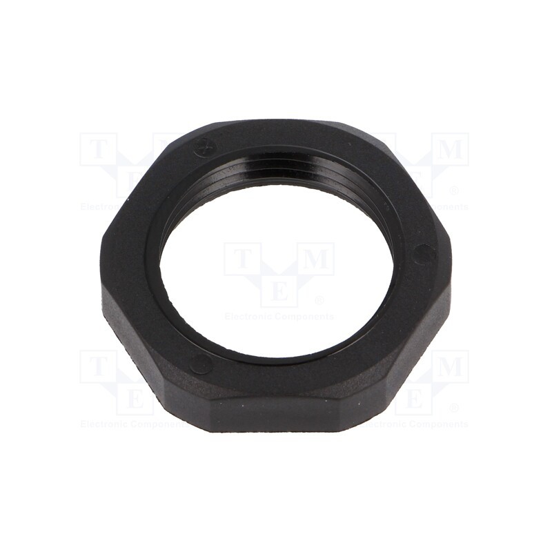 20 pcs : 1.262.1301.11 - Nut, PG13,5, polyamide, Thk: 6mm, Spanner: 27mm, black, -40÷100°C