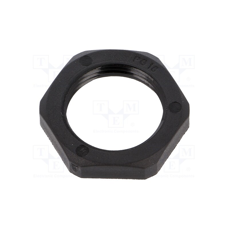 20 pcs : 1.262.1601.11 - Nut, PG16, polyamide, Thk: 6mm, Spanner: 30mm, black, -40÷100°C