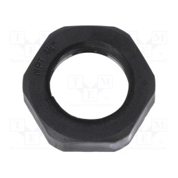 20 pcs : 1.262.3801.70 - Nut, NPT3/8', polyamide, UL94V-0, Thk: 7mm, Spanner: 24mm, black