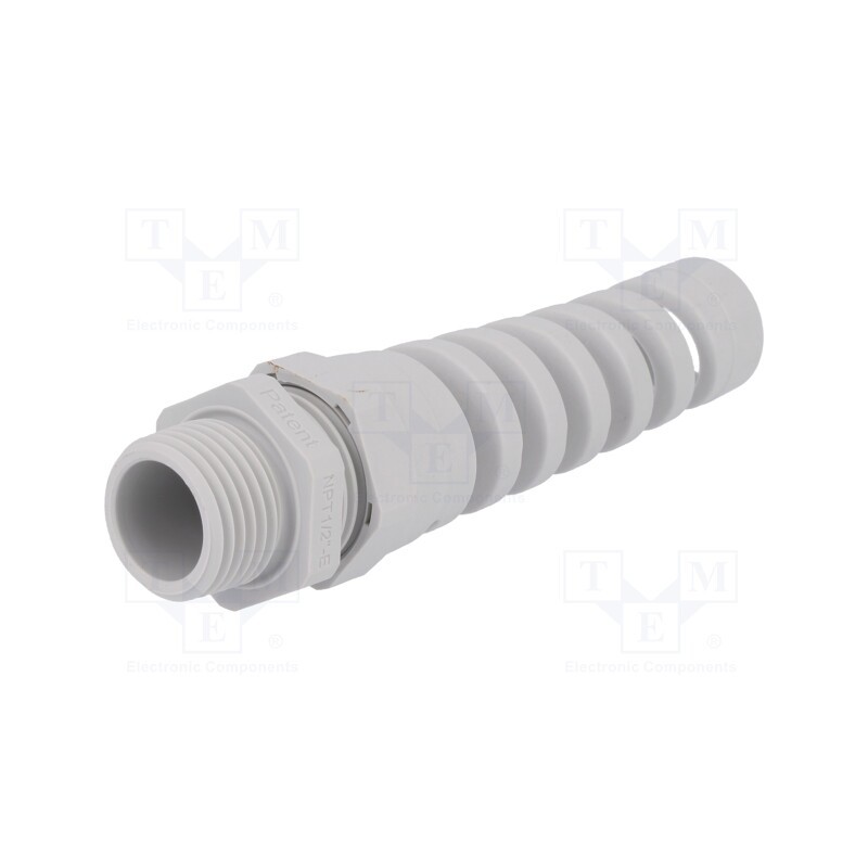 10 pcs : 1.293.1216.70 -AS - Cable gland, with strain relief, NPT1/2', IP68, polyamide, grey