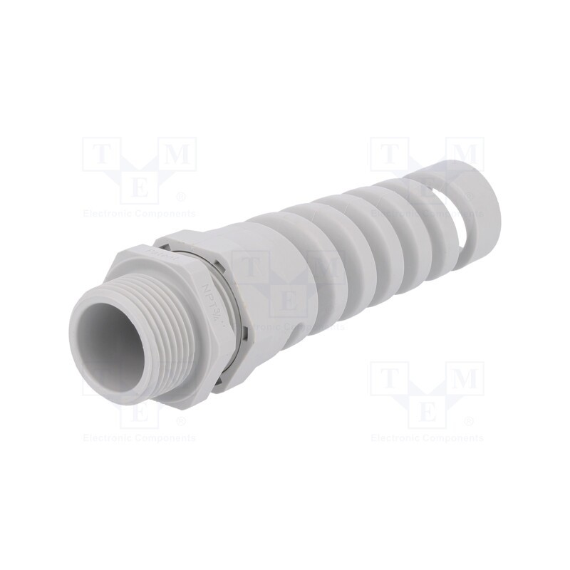 10 pcs : 1.293.3400.71 -AS - Cable gland, with strain relief, NPT3/4', IP68, polyamide, grey