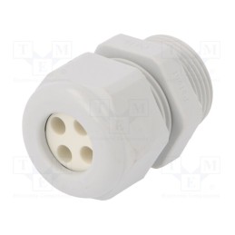 10 pcs : 1.597.1602.00 - Cable gland, multi-hole, PG16, IP65, polyamide, grey, Holes no: 4