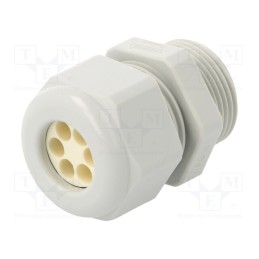 10 pcs : 1.597.1604.00 - Cable gland, multi-hole, PG16, IP65, polyamide, grey, Holes no: 6