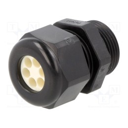 10 pcs : 1.597.1604.01 - Cable gland, multi-hole, PG16, IP65, polyamide, black, Holes no: 4