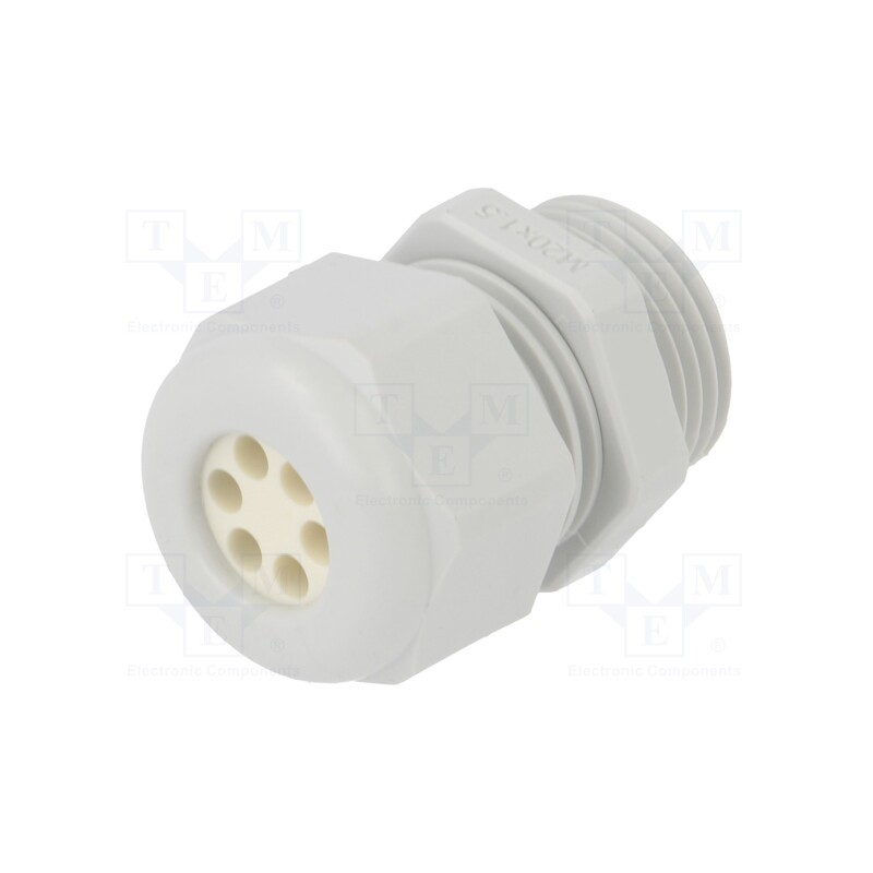 10 pcs : 1.597.2001.50 - Cable gland, multi-hole, M20, 1.5, IP65, polyamide, grey, 3mm