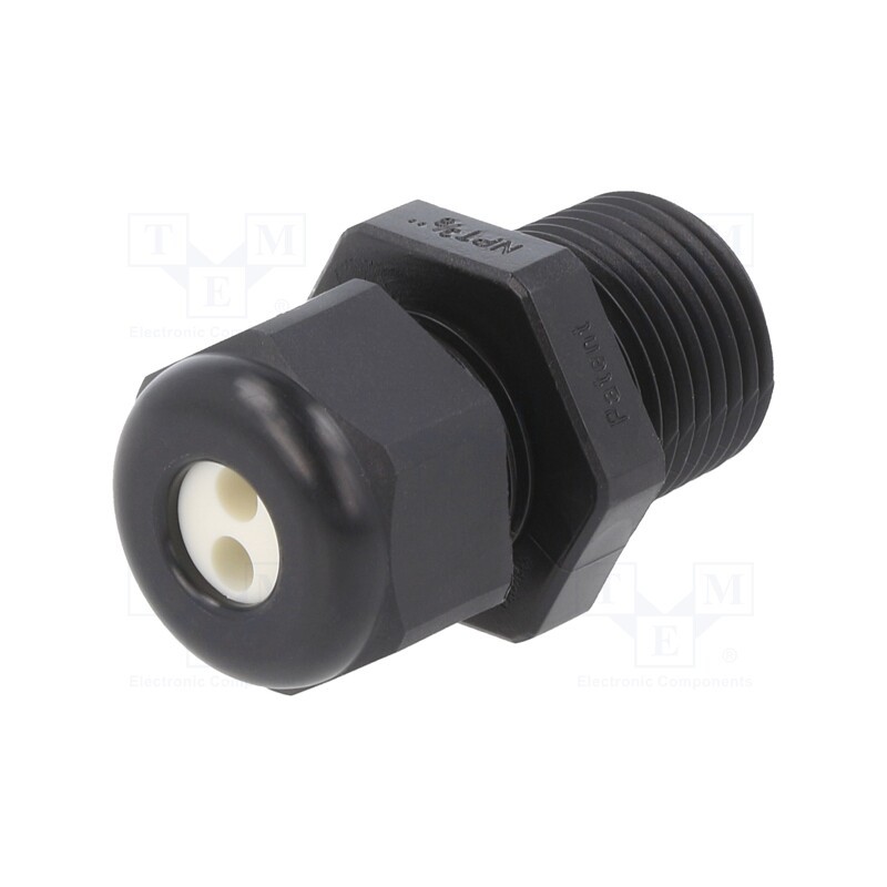 10 pcs : 1.597.3801.71 - Cable gland, multi-hole, NPT3/8', IP65, polyamide, black, 3mm