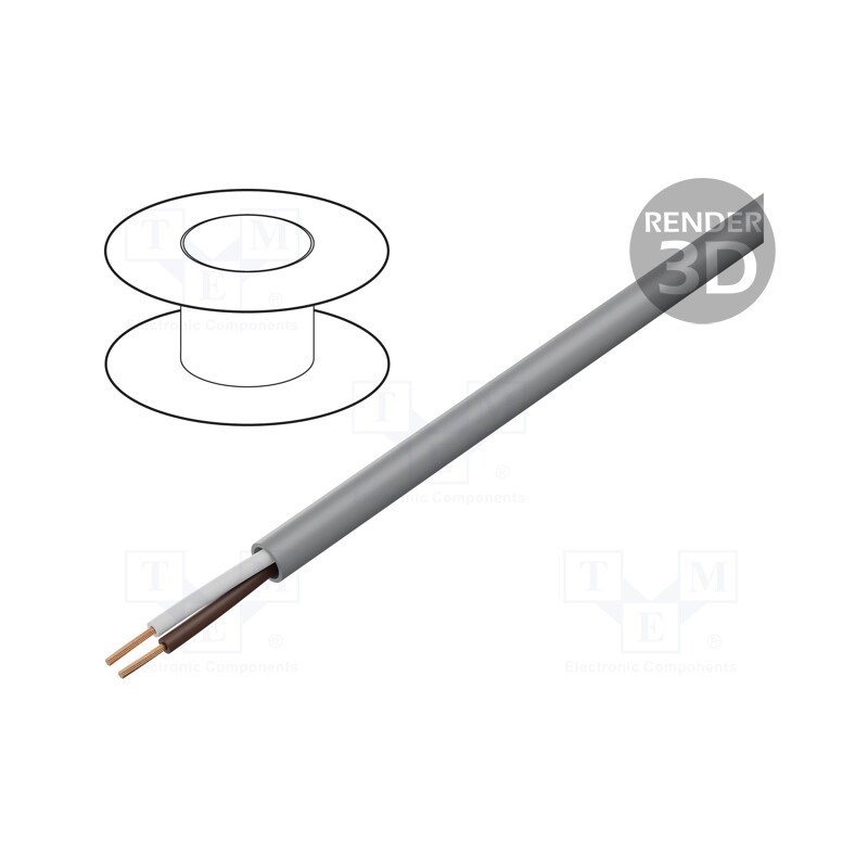 20 m : CF130.03.02.UL - Wire: control cable, chainflex® CF130.UL, 2x0.34mm2, PVC, grey