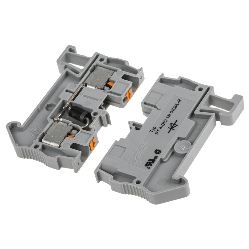 5 pcs - Phoenix Contact PT 4-DIO 1N 5408/L-R Series Grey Component Terminal Block, Single-Level, Push In Termination