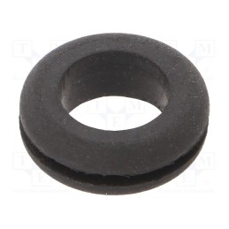 50 pcs : 732 - Grommet, Ømount.hole: 14.27mm, Øhole: 11.1mm, rubber, black