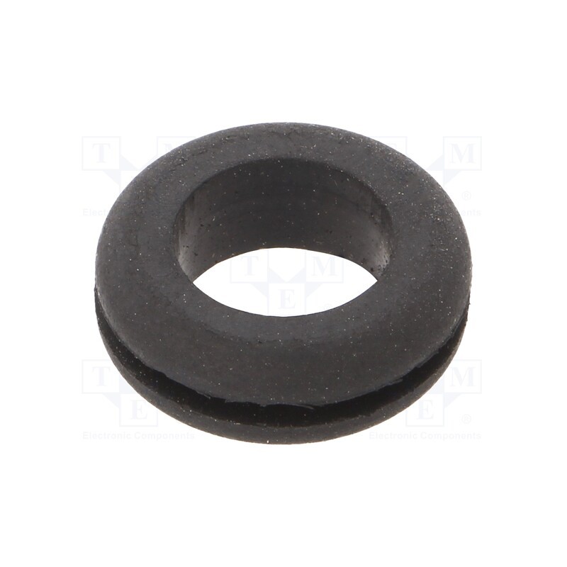 50 pcs : 732 - Grommet, Ømount.hole: 14.27mm, Øhole: 11.1mm, rubber, black