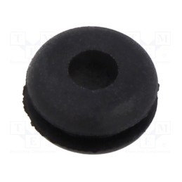 50 pcs : 733 - Grommet, Ømount.hole: 6.35mm, Øhole: 3.18mm, rubber, black