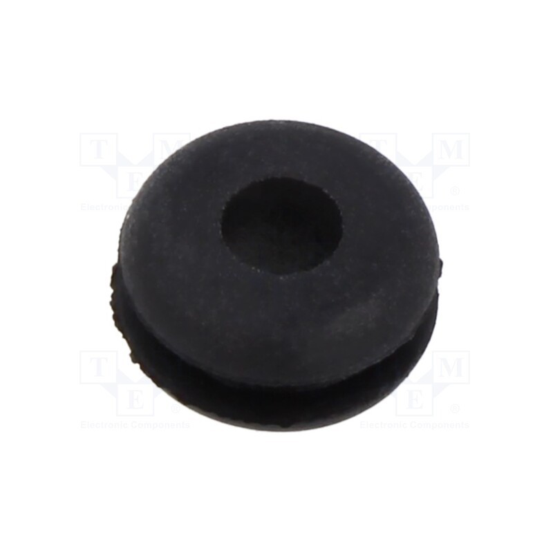 50 pcs : 733 - Grommet, Ømount.hole: 6.35mm, Øhole: 3.18mm, rubber, black
