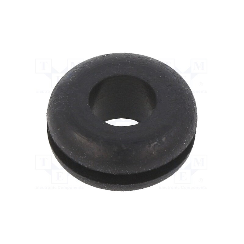 50 pcs : 739 - Grommet, Ømount.hole: 9.53mm, Øhole: 6.35mm, rubber, black