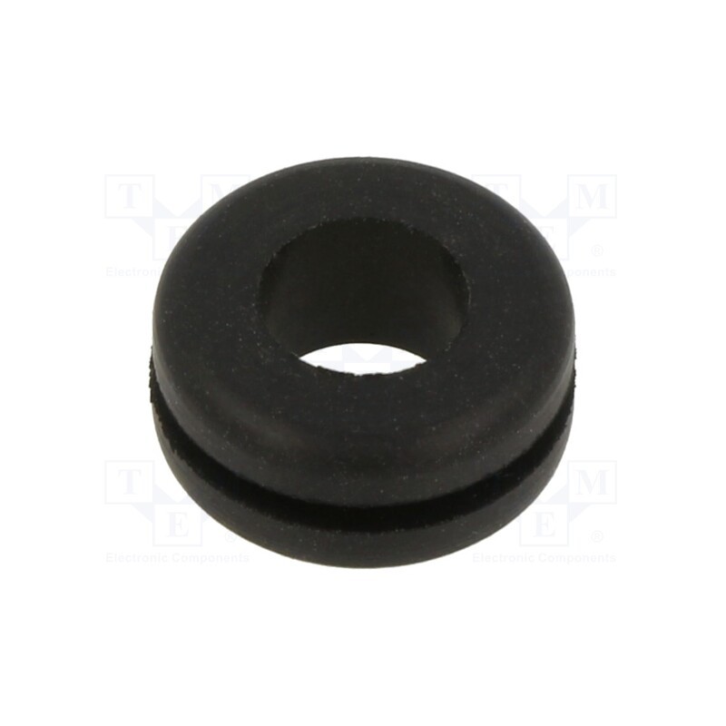 50 pcs : 742 - Grommet, Ømount.hole: 11.1mm, Øhole: 7.92mm, rubber, black