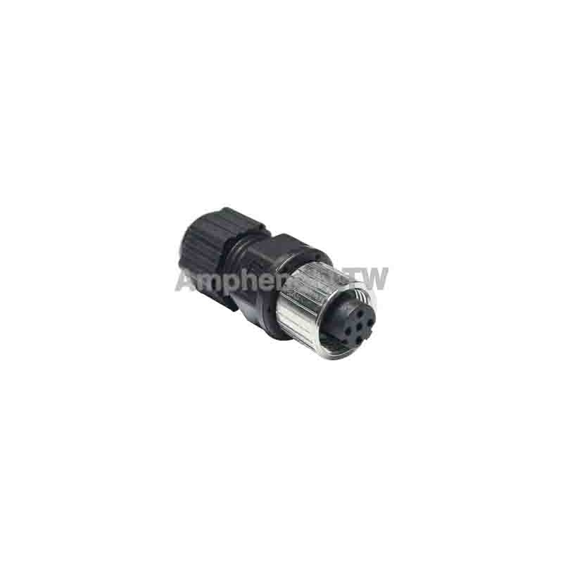 1 pcs - Amphenol Industrial Circular Connector, 5 Contacts, Cable Mount, M12 Connector, Socket, Female, IP68, M Series