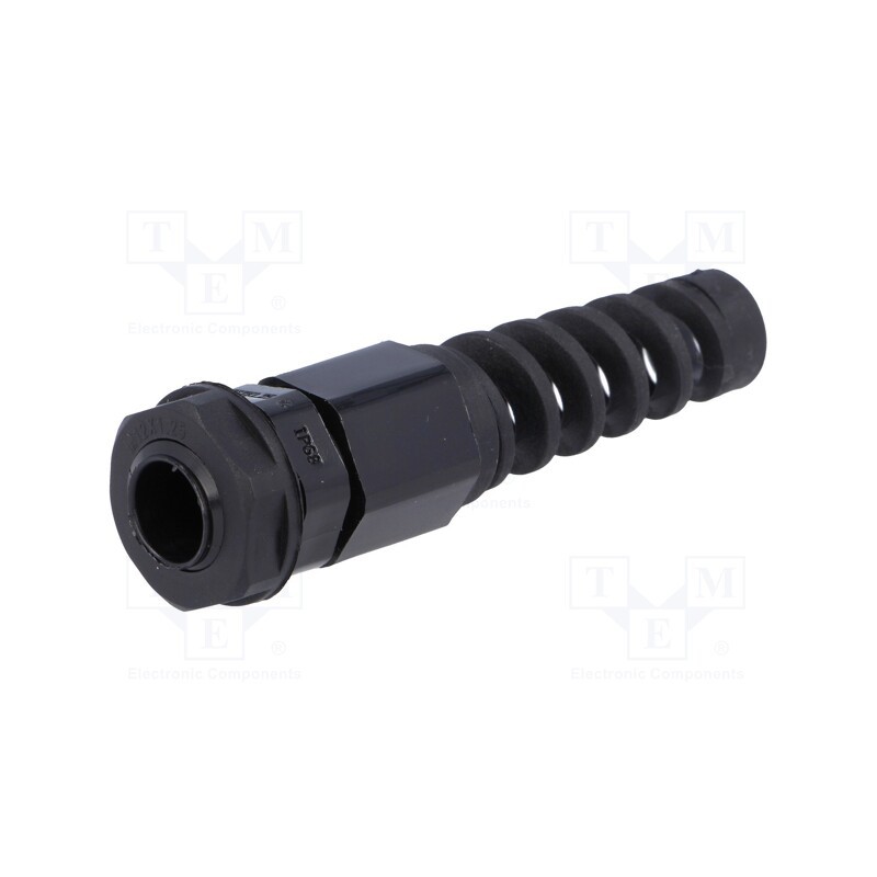 10 pcs : AG-12SR - Cable gland, with strain relief, M12, 1.25, IP68, polyamide, black