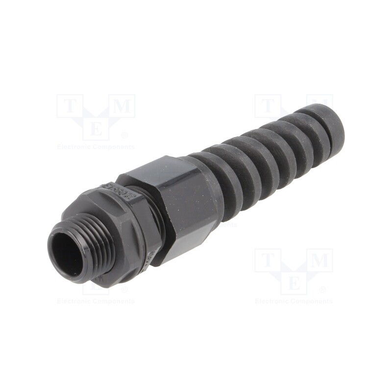 10 pcs : AGR16SR - Cable gland, with strain relief, M16, 1.5, IP68, polyamide, black