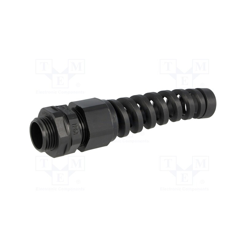 10 pcs : AGR20SR - Cable gland, with strain relief, M20, 1.5, IP68, polyamide, black