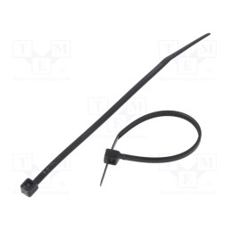 200 pcs : CV-100BK - Cable tie, L: 100mm, W: 2.5mm, polyamide, 78.5N, black, Ømax: 25mm