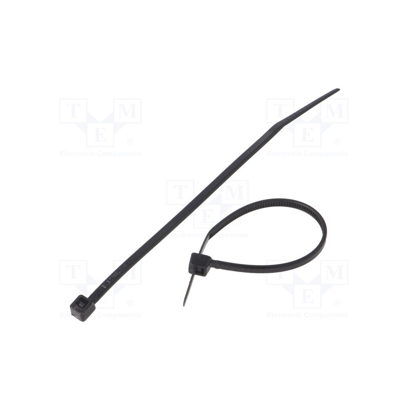 200 pcs : CV-100BK - Cable tie, L: 100mm, W: 2.5mm, polyamide, 78.5N, black, Ømax: 25mm