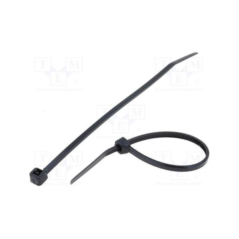 200 pcs : CV140SB - Cable tie, L: 142mm, W: 2.5mm, polyamide, 78.5N, black, Ømax: 35mm