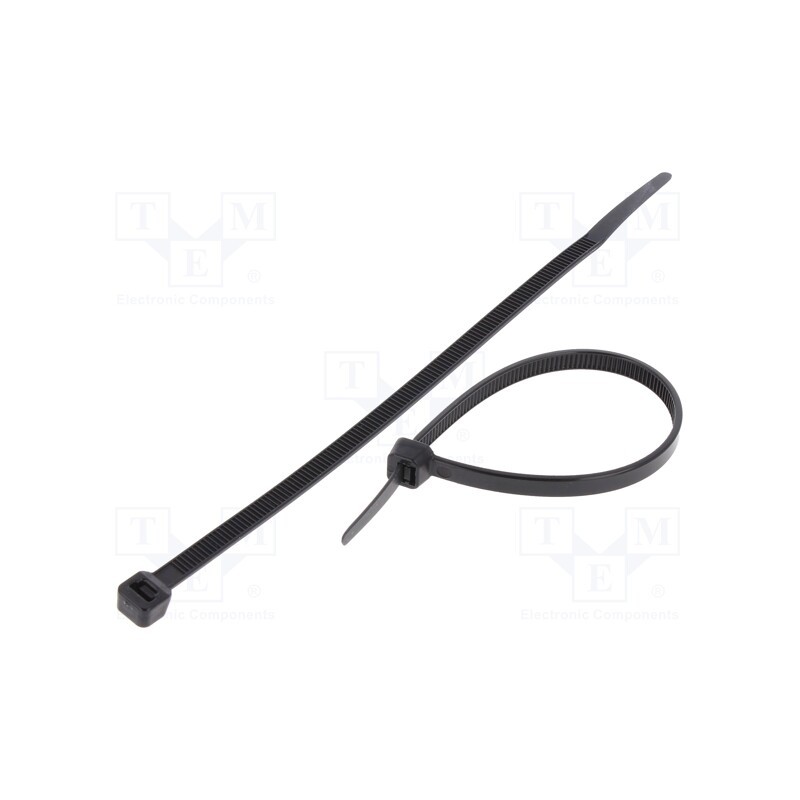 200 pcs : CV-160LBK - Cable tie, L: 160mm, W: 4.8mm, polyamide, 215.5N, black, Ømax: 42mm