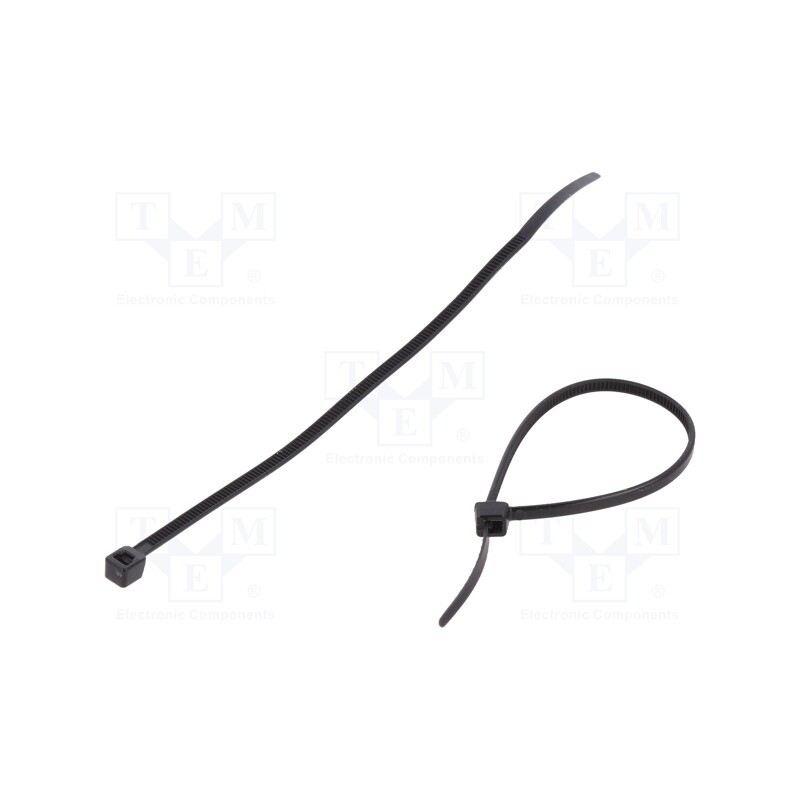 200 pcs : CVR120SBK - Cable tie, L: 120mm, W: 2.5mm, polyamide, 78.5N, black, Ømax: 30mm