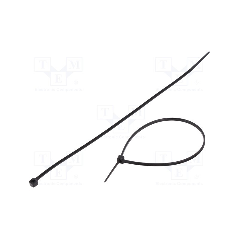 200 pcs : CVR200MW - Cable tie, L: 203mm, W: 2.5mm, polyamide, 78.5N, black, Ømax: 55mm